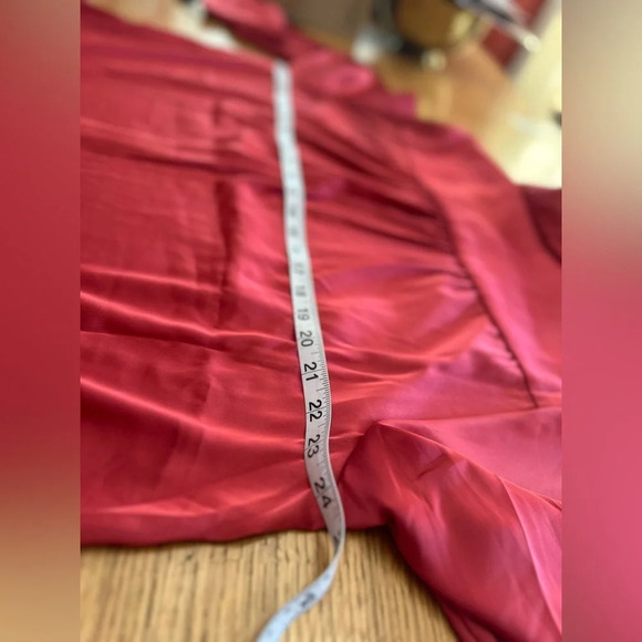 TORRID NWT Madison Satin Button-Up Long Sleeve Shirt, Holly Berry color, 24”p2p - Picture 9 of 9